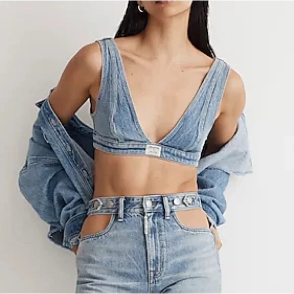 NWT Madewell x Molly Dickson Denim Bralette - Picture 2 of 7
